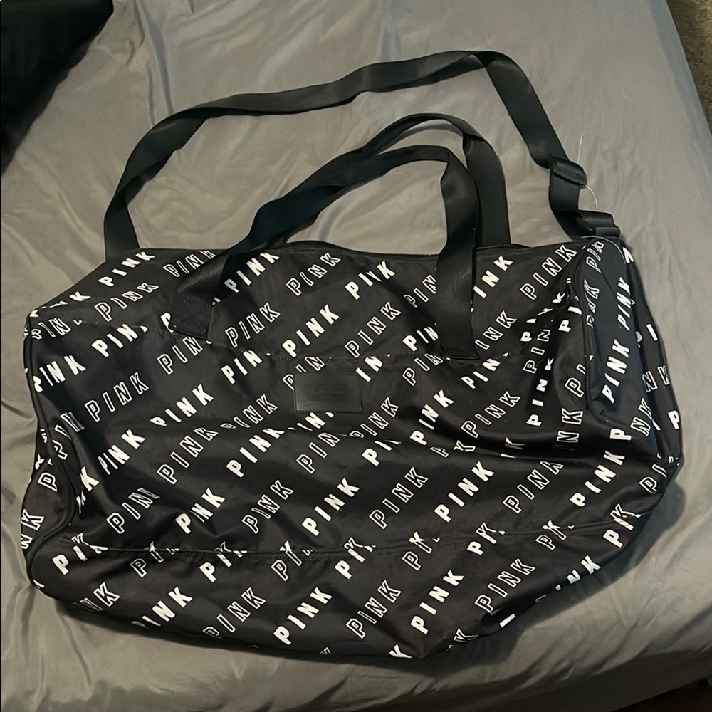 PINK Victoria's Secret Black Duffel Bag with Sporty Design